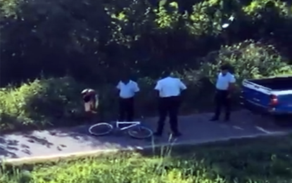 Cops caught on camera trying to drive away after hitting down pedal cyclist