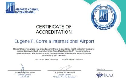 One-year ACI accreditation for Eugene F. Correia Int’l Airport