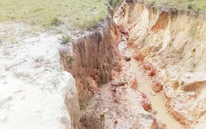 Erosion taking place next to the Paramakatoi Airport