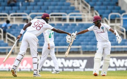 West Indies grab lead after Brathwaite 97, Holder fifty on day two