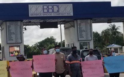 Berbice Bridge workers protest over OSH breaches