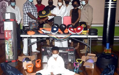 Vice Chairman IKO Karate Academy of Guyana donates training gear