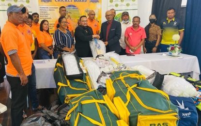 Essequibo receives 4 million worth of Cricket gear, Upper Dem to also receive