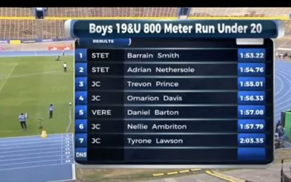 Trevon Prince is through to the boys under20 800m final at Jamaica National Trials