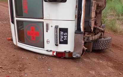 Ambulance on “test drive” turns over