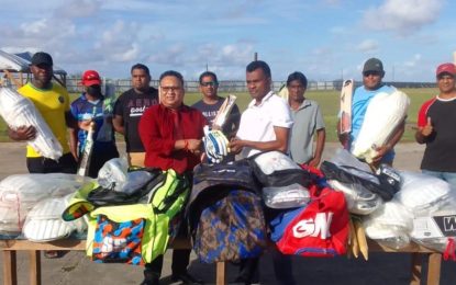 GCB presents over one million dollars worth of cricket gear to West Dem Cricket Association 