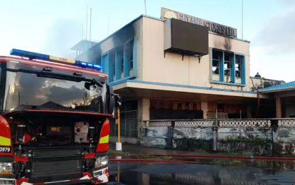 Fire destroys section of Guyana Stores