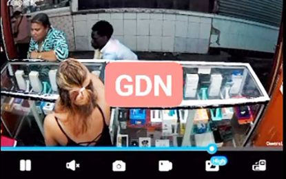 Thief caught on camera snatching woman’s bag at Stabroek Market
