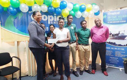 St. Johns College, Kingston Secondary receives monetary donation from Tropical Shipping