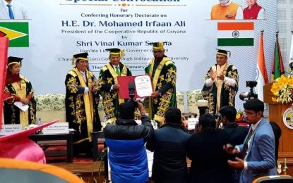 President Ali awarded Honorary Doctorate of Philosophy and Management