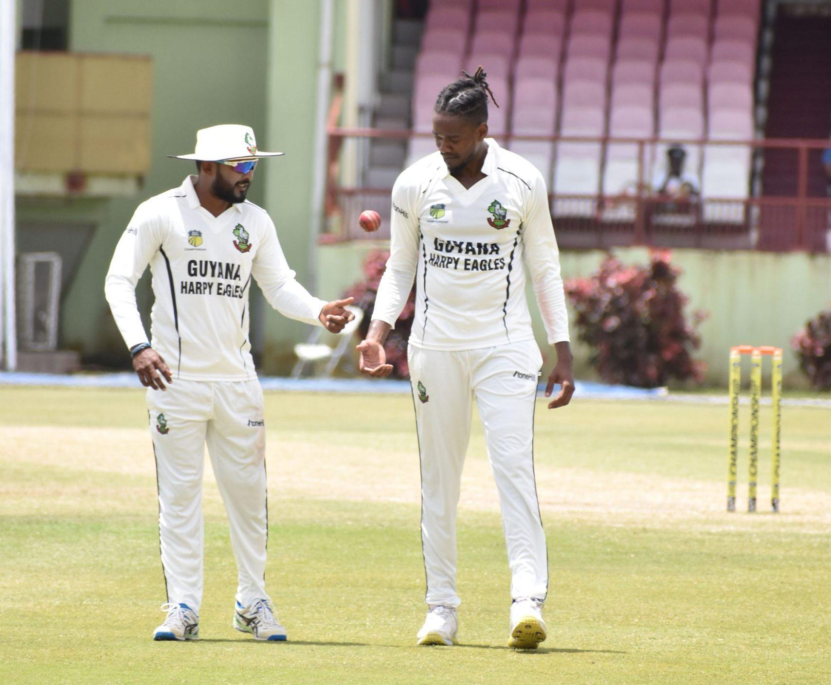 Veerasammy Permaul (left) and Ronsford Beaton share 40 wickets between them this season.