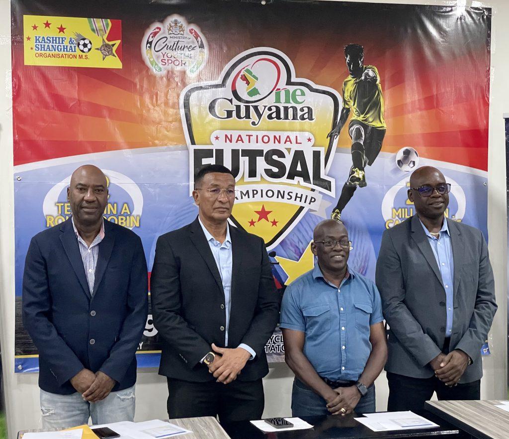 Organizers of the One Guyana Futsal Tournament (L-R) Frank Parris, Kashif Muhammad, Colin ‘BL’ Aaron and Aubrey ‘Shanghai’ Major. 