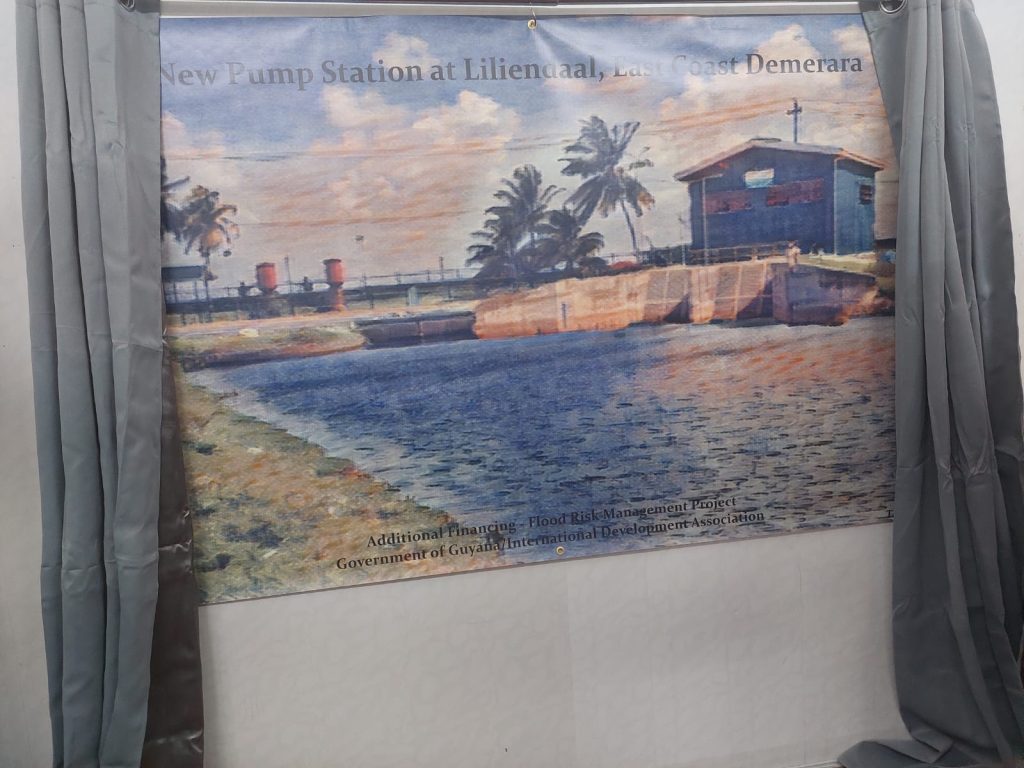 An artist impression of a new pump station which would be constructed at Liliendaal on the East Coast of Demerara as part of the Flood Risk Management Project.