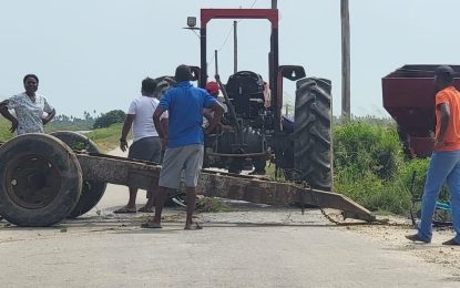 Black Bush Polder residents protest deplorable road