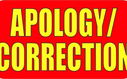 Apology /Correction