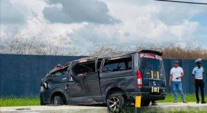 The minibus following the accident
